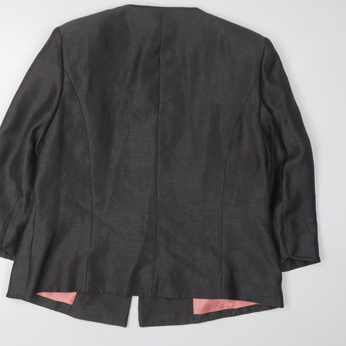Jacques Vert Women Grey Blazer Size 16 Floral