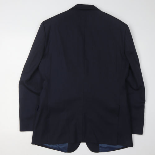 T.M. Lewin Men's Blue Wool Blazer, Size 40R, Formal Jacket