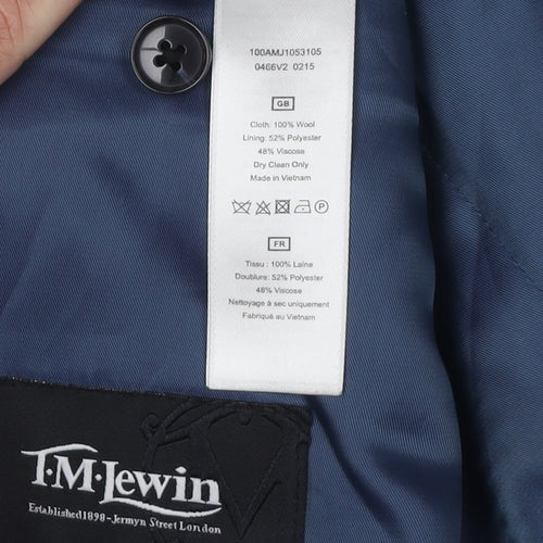 T.M. Lewin Men's Blue Wool Blazer, Size 40R, Formal Jacket