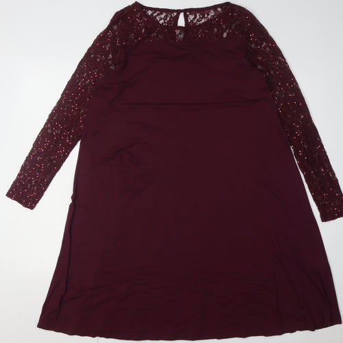 JoJo Maman Bébé Red Sequin Long Sleeve Maternity Dress
