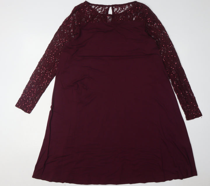 JoJo Maman Bébé Red Sequin Long Sleeve Maternity Dress