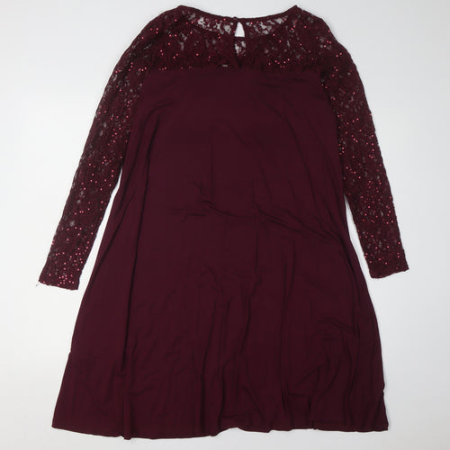 JoJo Maman Bébé Red Sequin Long Sleeve Maternity Dress