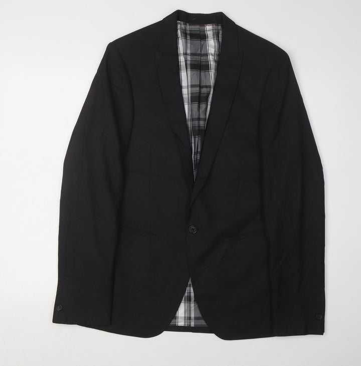 White Label Men's Black Long Blazer 40 L