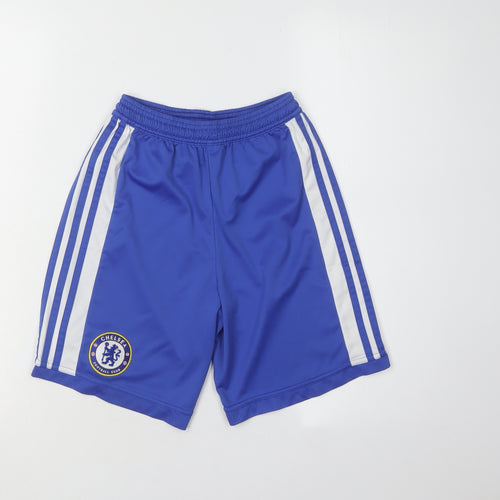 Adidas Boys Blue Athletic Shorts with Elastic Waist