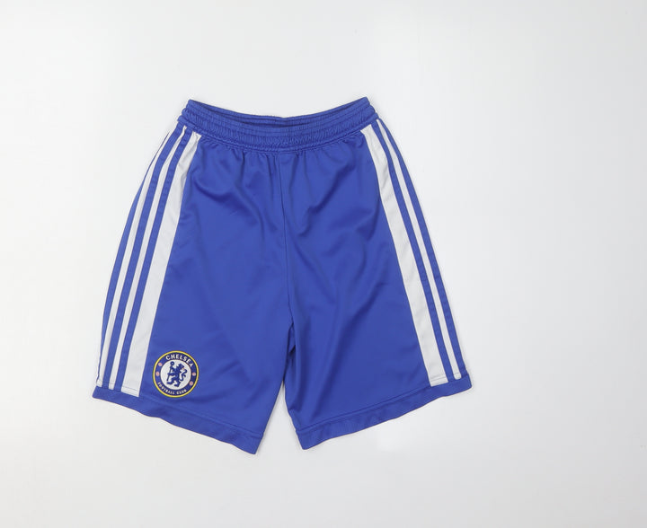 Adidas Boys Blue Athletic Shorts with Elastic Waist