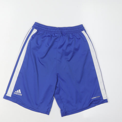 Adidas Boys Blue Athletic Shorts with Elastic Waist