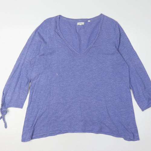 Fat Face Women's Blue V-Neck Pullover Jumper Size 14