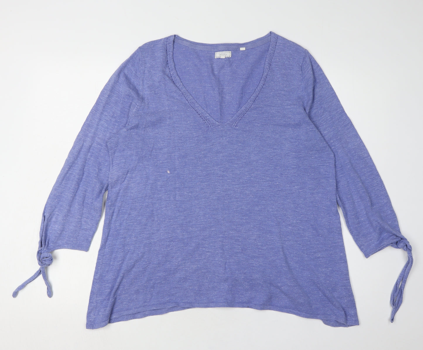 Fat Face Women's Blue V-Neck Pullover Jumper Size 14