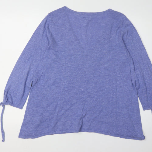 Fat Face Women's Blue V-Neck Pullover Jumper Size 14