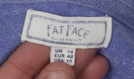 Fat Face Women's Blue V-Neck Pullover Jumper Size 14