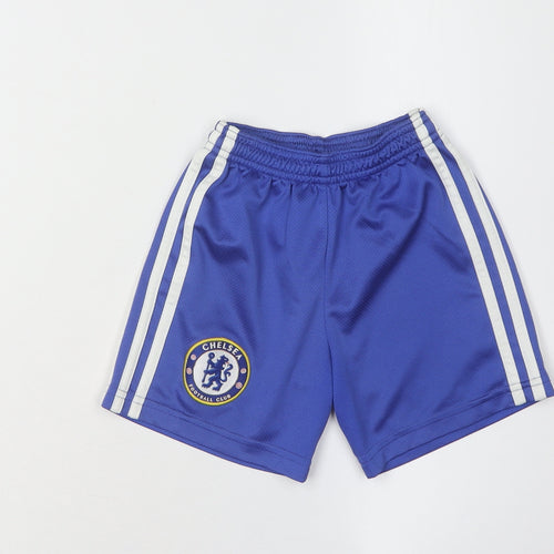 Adidas Boys Blue Football Shorts Size 4Y Athletic Elastic