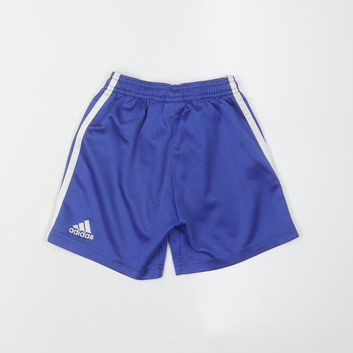 Adidas Boys Blue Football Shorts Size 4Y Athletic Elastic