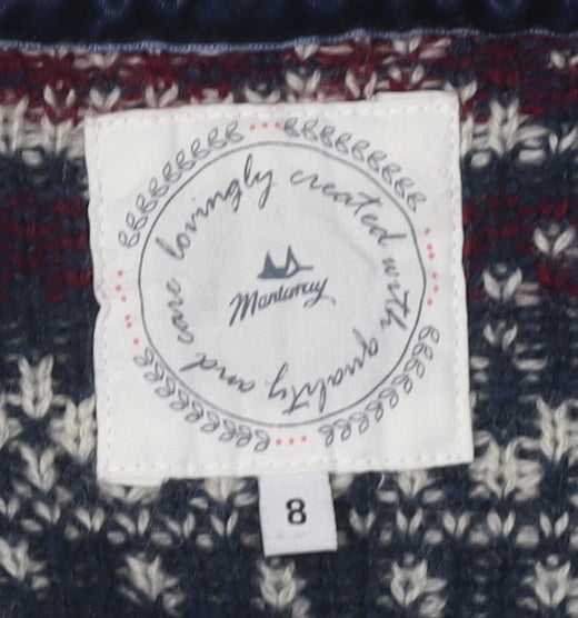 Mantaray Women’s Grey Fair Isle Hooded Cardigan Size 8