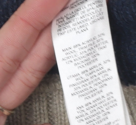 Mantaray Women’s Grey Fair Isle Hooded Cardigan Size 8