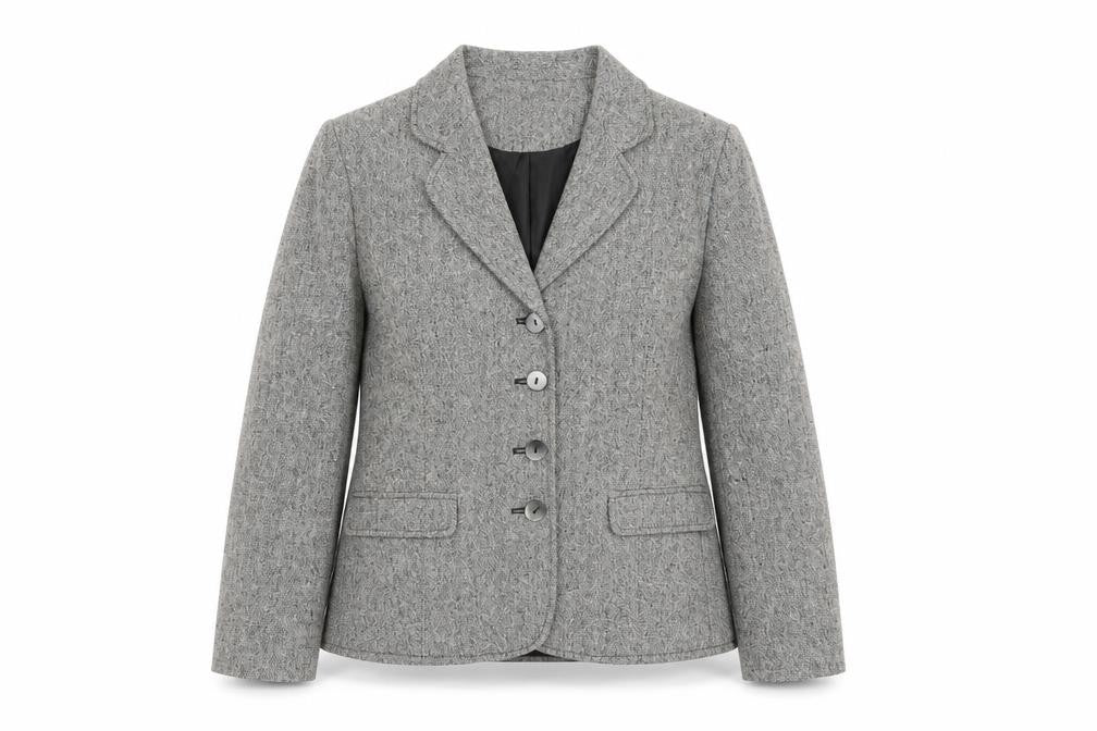Front view of Eastex Women's Grey Blazer, Regular, size 10, Single-Breasted