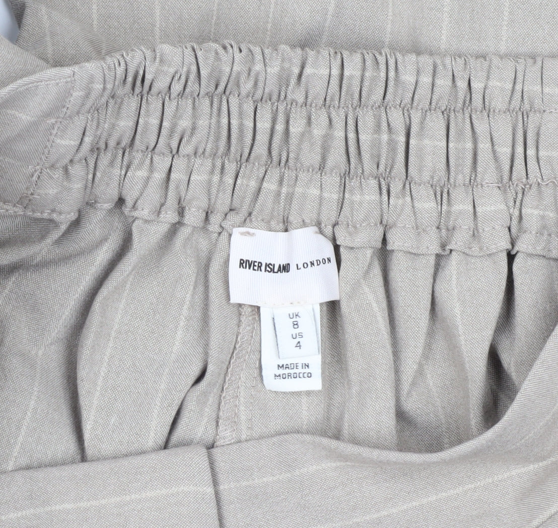 River Island Women's Beige Pinstripe Trousers, Size 8