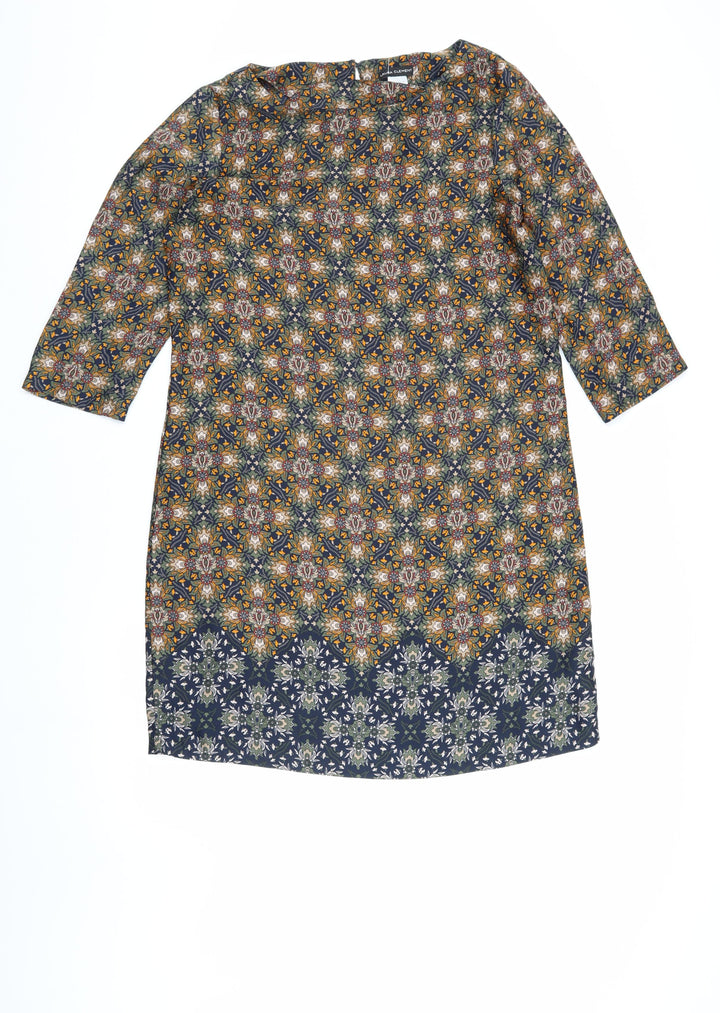 Laura Clement Geometric Women's 3/4 Sleeve Shift Dress, Size 12
