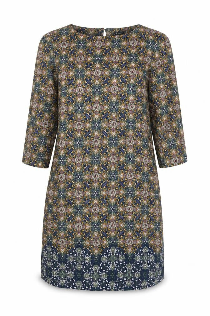 Laura Clement Geometric Women's 3/4 Sleeve Shift Dress, Size 12