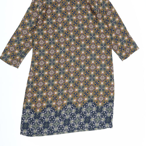 Laura Clement Geometric Women's 3/4 Sleeve Shift Dress, Size 12