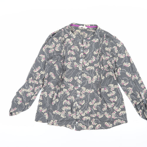 White Stuff Women's Grey Floral Long Sleeve Blouse