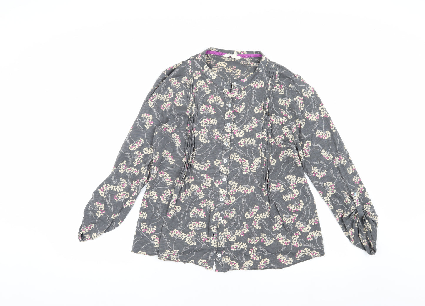 White Stuff Women's Grey Floral Long Sleeve Blouse