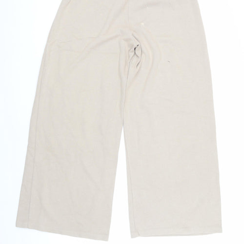 Zara Women's Beige Wide-Leg Sweatpants, Size L