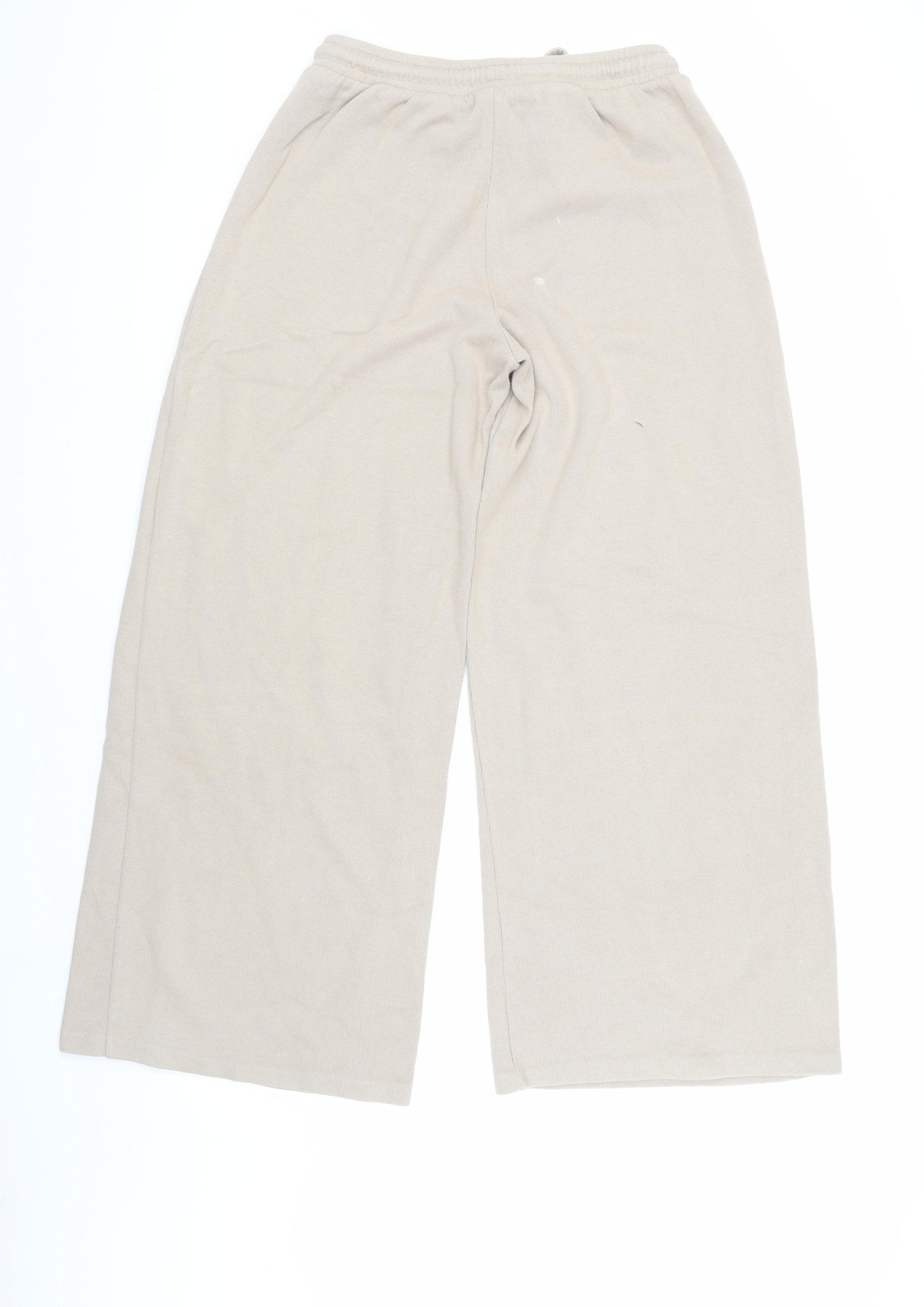 Zara Women's Beige Wide-Leg Sweatpants, Size L