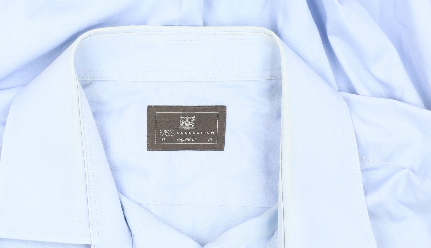 Marks and Spencer Men's Blue Regular Fit Dress Shirt