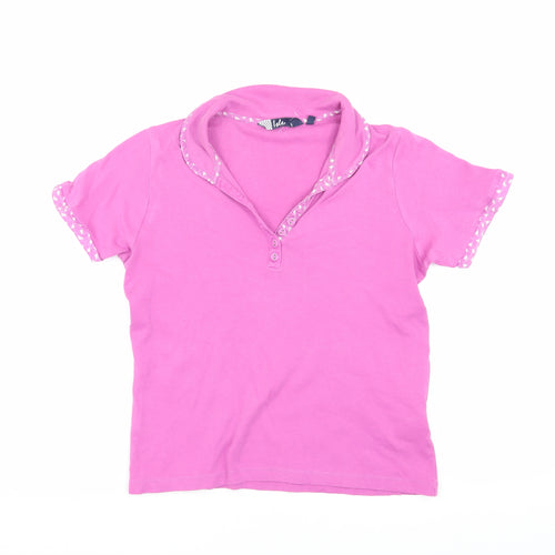 Isle Women's Pink Cotton Polo Shirt, Size S, Casual Look