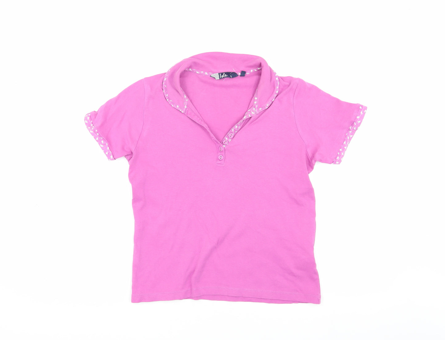 Isle Women's Pink Cotton Polo Shirt, Size S, Casual Look