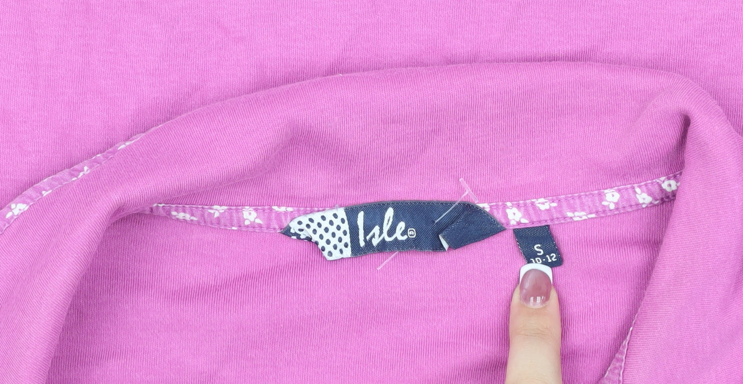 Isle Women's Pink Cotton Polo Shirt, Size S, Casual Look