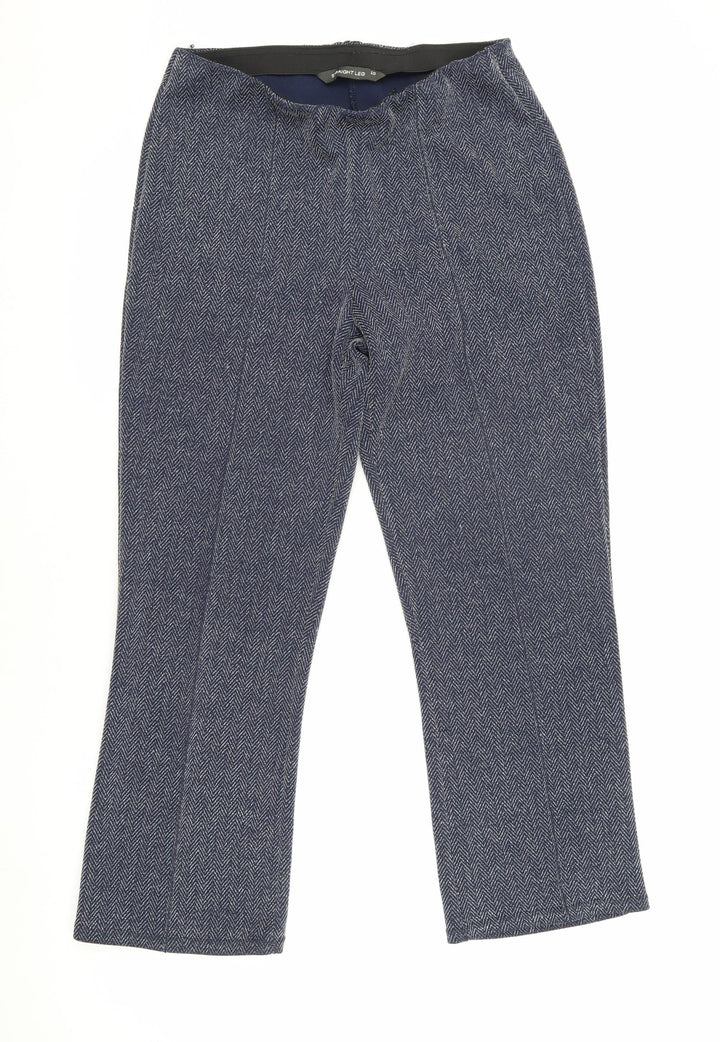 Bonmarché Women's Blue Herringbone Trousers Size 10