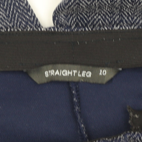 Bonmarché Women's Blue Herringbone Trousers Size 10