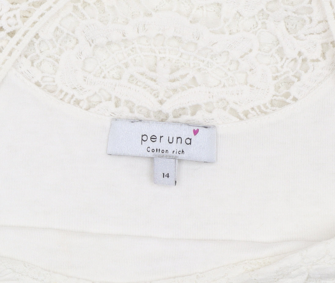 Marks and Spencer Women's Ivory Lace T-Shirt Size 14