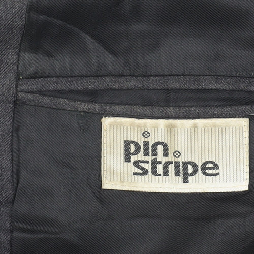 Pin Stripe Grey Men's Blazer 40 Regular Wool Blend