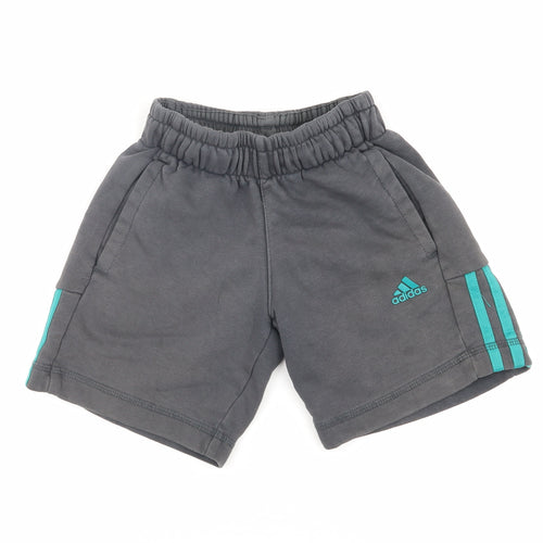 adidas Boys Grey Athletic Shorts 7-8 Years Gym & Training