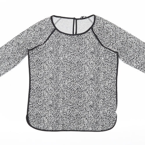 Next Women's Black Geometric Raglan Top Size 12