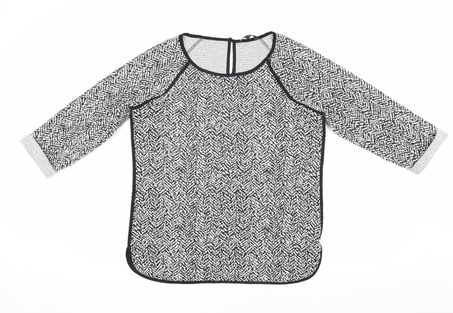 Next Women's Black Geometric Raglan Top Size 12