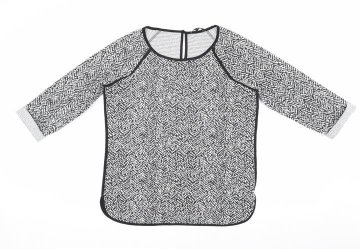 Next Women's Black Geometric Raglan Top Size 12