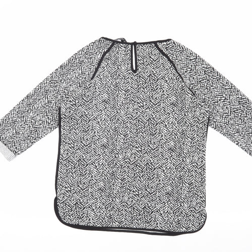 Next Women's Black Geometric Raglan Top Size 12