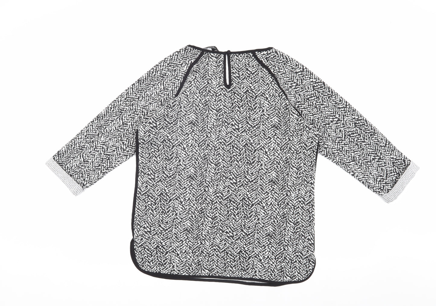 Next Women's Black Geometric Raglan Top Size 12