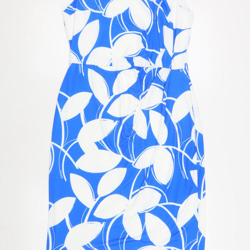 Roman Women's Blue Floral Sheath Dress Size 14