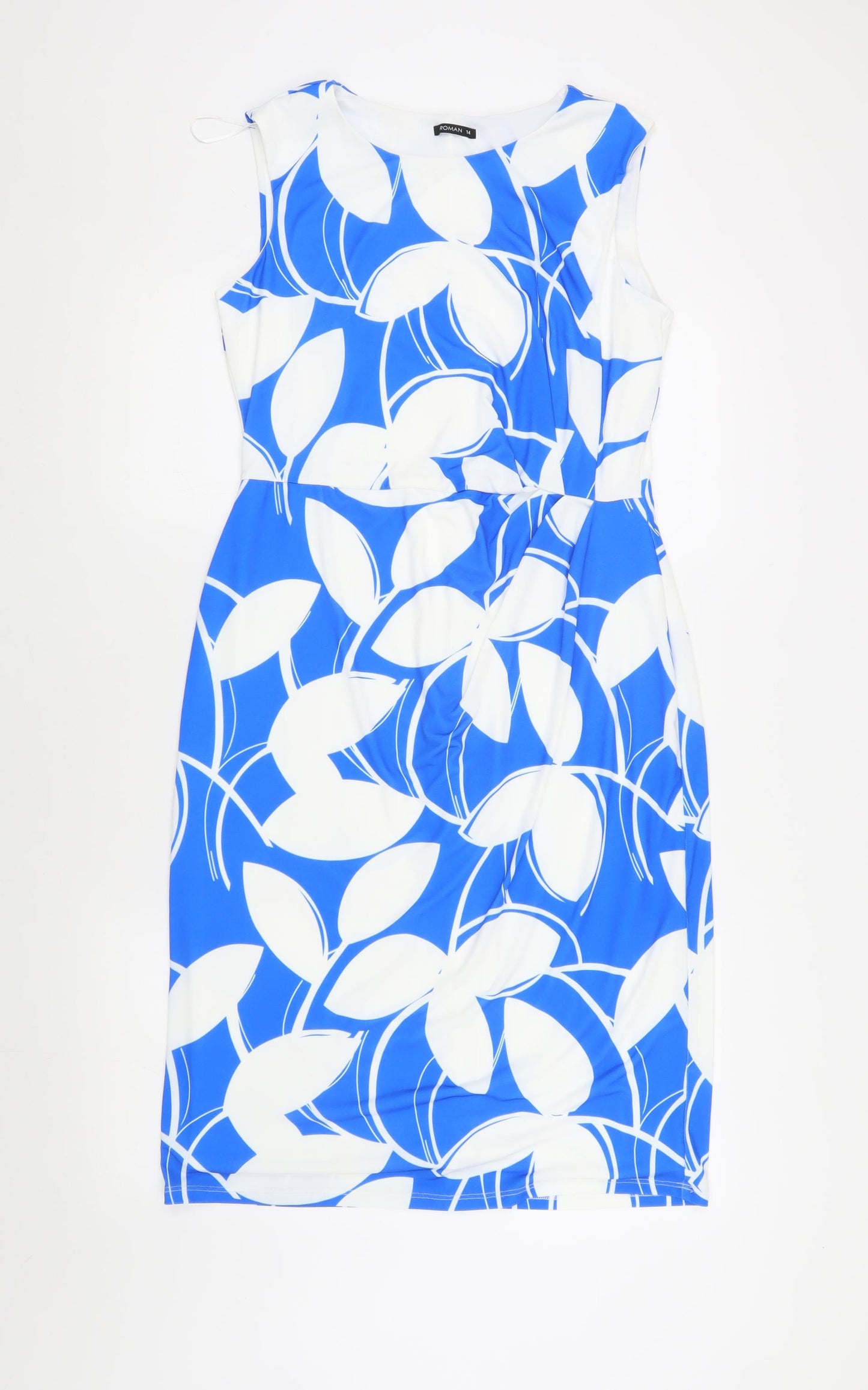 Roman Women's Blue Floral Sheath Dress Size 14