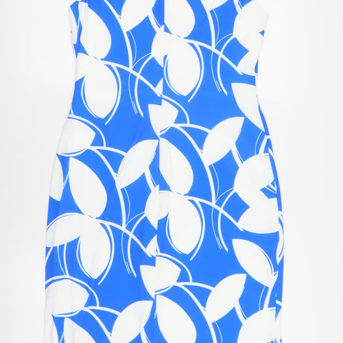 Roman Women's Blue Floral Sheath Dress Size 14