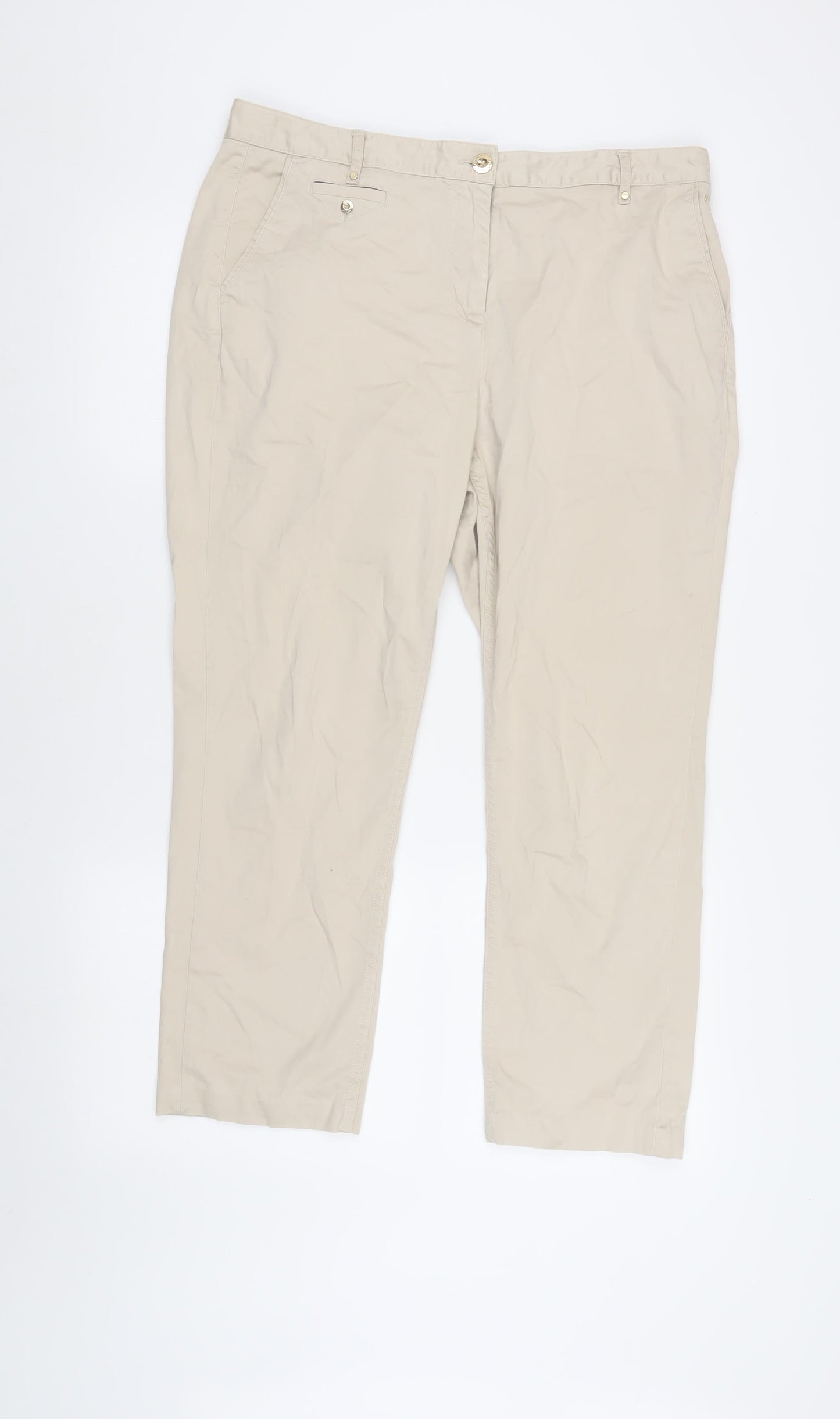 Marks and Spencer Women's Beige Chino Trousers Size 14