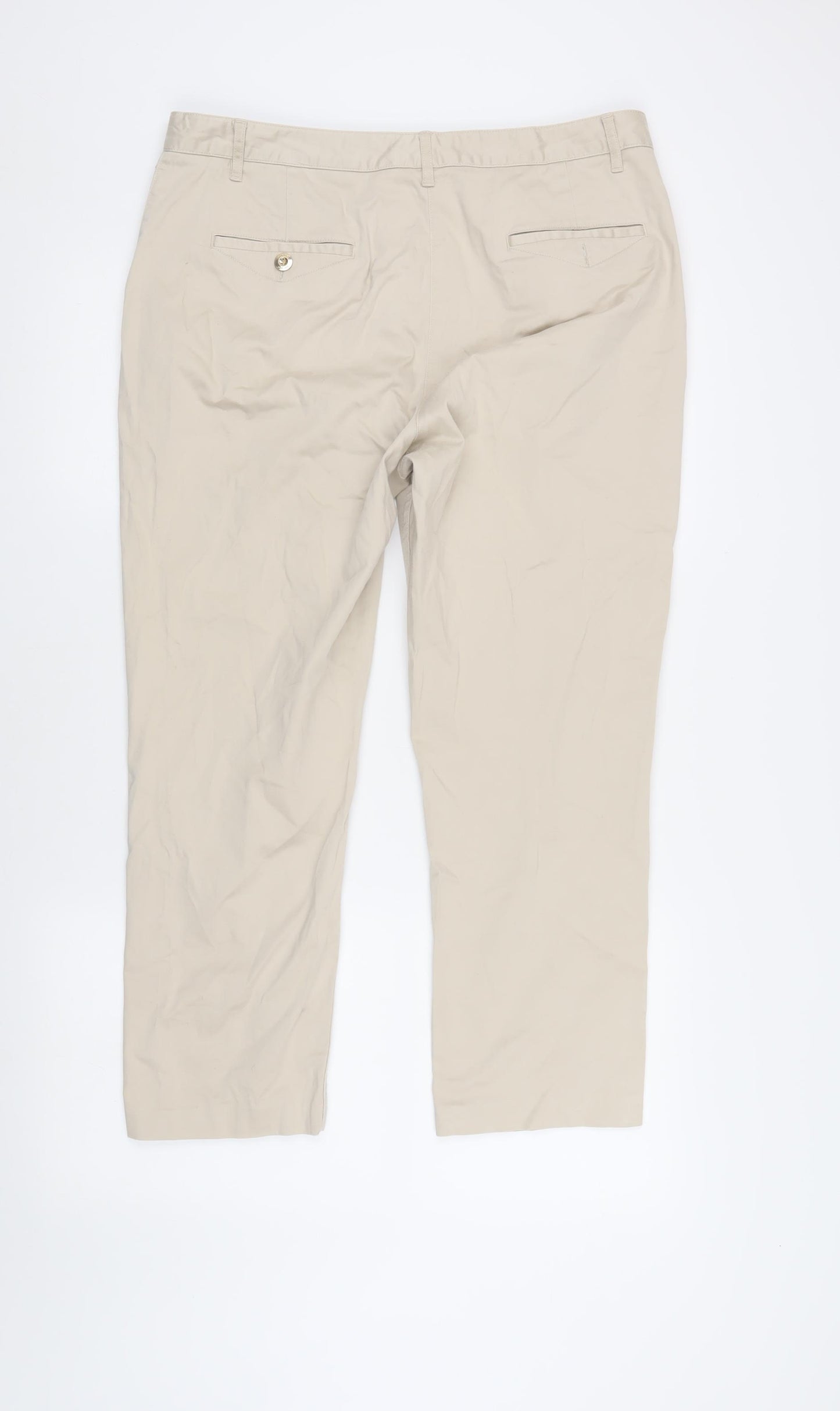 Marks and Spencer Women's Beige Chino Trousers Size 14