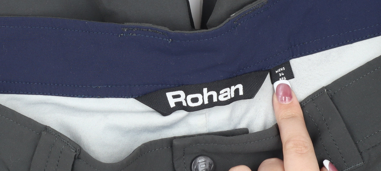 Rohan Men's Black Cargo Trousers Size M with Pockets