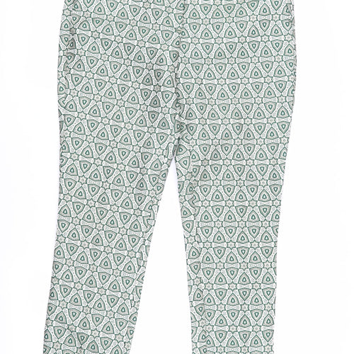 Next Women's Green Geometric Cropped Trousers Size 8