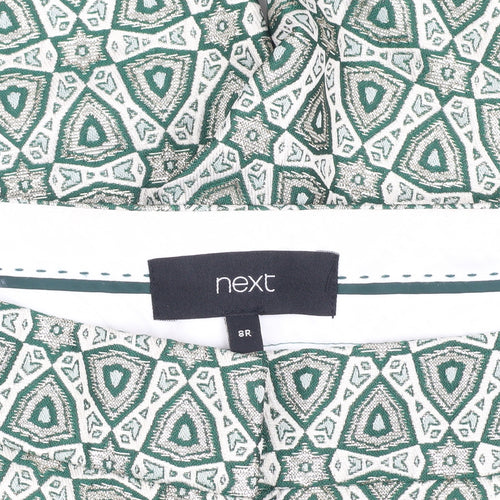 Next Women's Green Geometric Cropped Trousers Size 8