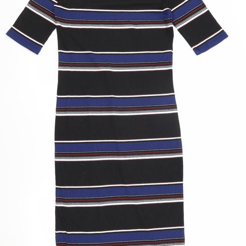 Mango Women Multicoloured Stripe Midi Shirt Dress